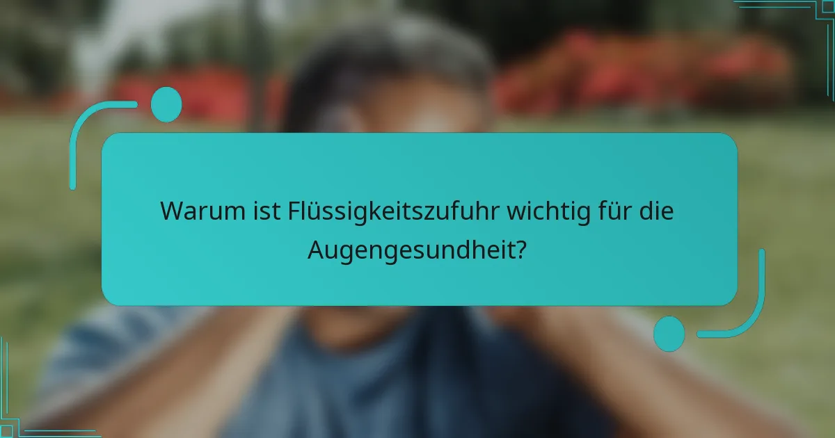 Warum ist Flüssigkeitszufuhr wichtig für die Augengesundheit?
